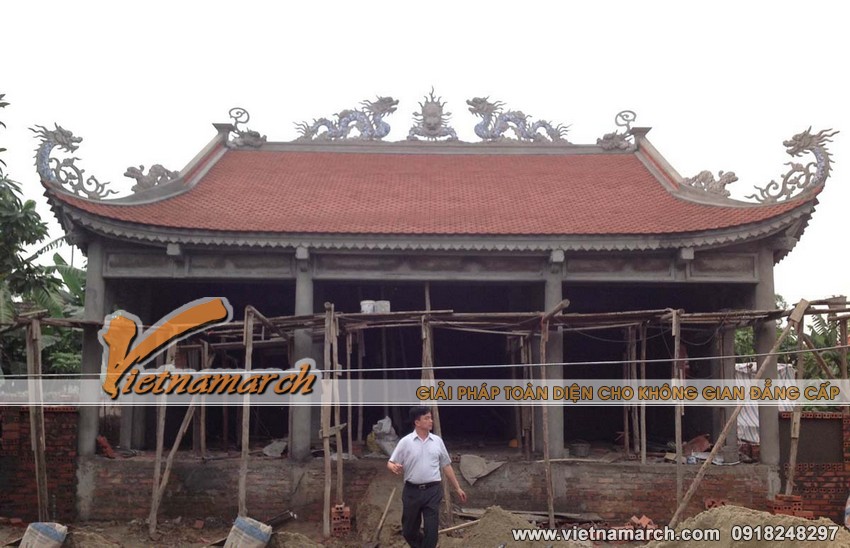 Thi công nhà thờ họ 4 mái cong cho nhà anh Trọng ở Ninh Bình 03