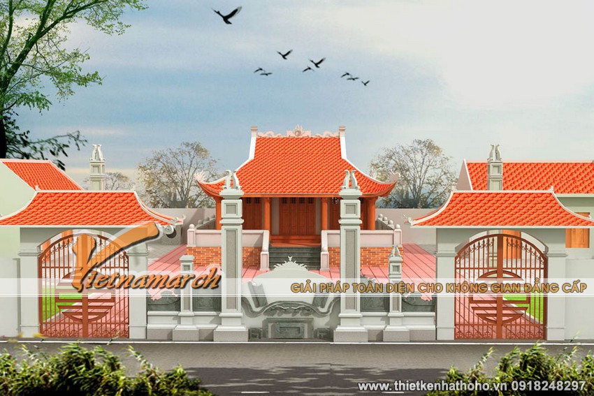 Mẫu nhà thờ họ 4 mái thiết kế cho nhà ông Đăng ở Phú Thọ 01