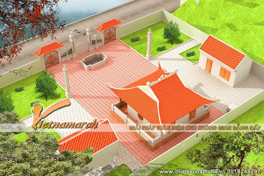 Mẫu nhà thờ họ 4 mái thiết kế cho nhà ông Đăng ở Phú Thọ 03