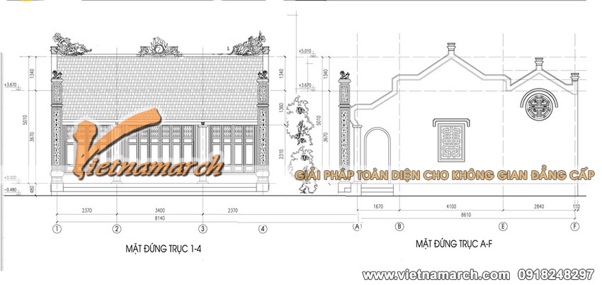Bản vẽ kĩ thuật mẫu thiết kế nhà thờ họ mặt bằng chữ nhị 04