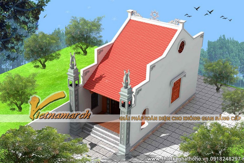 Thiết kế nhà thờ họ có diện tích nhỏ cho nhà bác Vinh tại Tiền Hải - Thái Bình 01