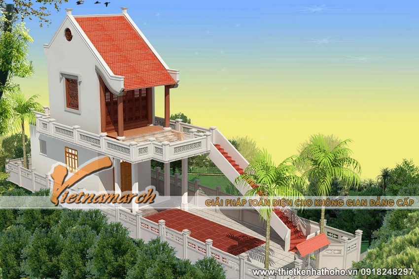 Thiết kế nhà thờ họ 2 tầng tại Thanh Trì - Hà Nội 01