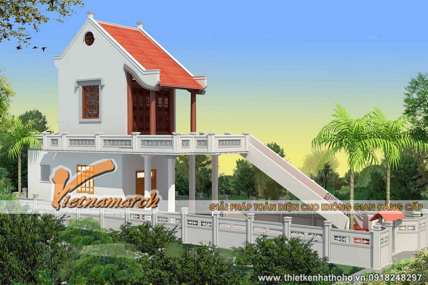 Thiết kế nhà thờ họ 2 tầng tại Thanh Trì - Hà Nội 02
