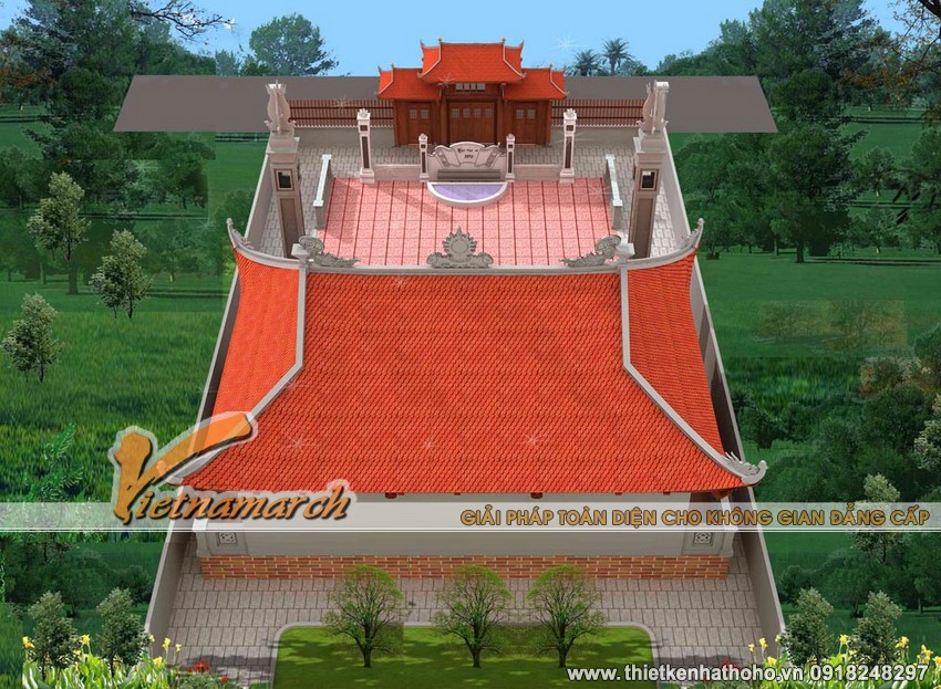 Thiết kế nhà thờ họ mẫu nhà thờ 4 mái cong ở Bắc Ninh 03