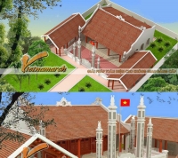 2 mẫu thiết kế nhà thờ họ, từ đường chữ Quốc Gỗ Lim siêu đẹp