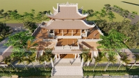 Mẫu thiết kế nhà thờ họ 8 mái bê tông sơn giả gỗ tại Bắc Ninh