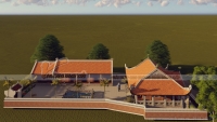 Thiết kế mẫu nhà thờ họ 4 mái kèm nhà ngang ở Ân Thi - Hưng Yên