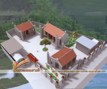 Bản vẽ thiết kế nhà thờ họ, từ đường chữ Quốc Gỗ lim Nam Phi