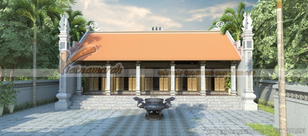 Thiết kế nhà thờ họ, từ đường 5 gian bê tông giả gỗ