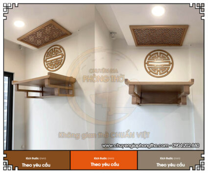 Lắp đặt bàn thờ treo tường gỗ sồi tại chung cư Huyndai Hà Đông BTT07