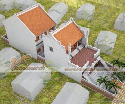 Mẫu thiết kế nhà thờ họ, từ đường chữ Nhị gỗ lim Nam Phi 2 tầng đẹp