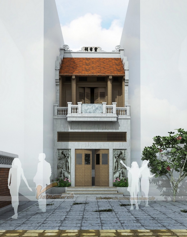 Mẫu nhà thờ họ 2 tầng 2 mái đẹp đơn giản và hiện đại