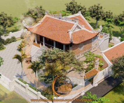 Mẫu nhà thờ họ 4 mái cong mang nét văn hóa đặc trưng của Việt Nam tại Thanh Hóa