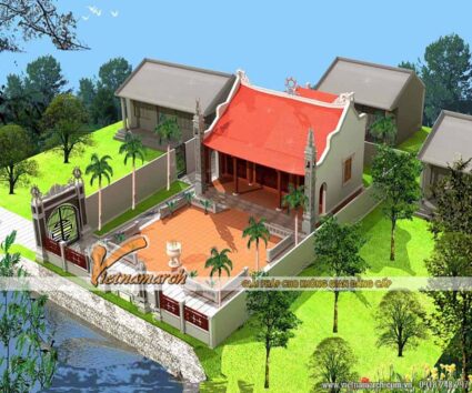 Thiết kế nhà thờ họ chữ Nhị ở Ứng Hòa Hà Tây rộng 300m2