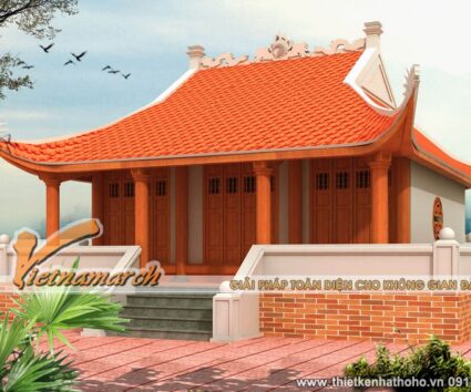 Phối cảnh nhà thờ họ 4 mái cong ở Phú Thọ độc đáo
