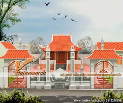 Phối cảnh nhà thờ họ 4 mái cong ở Phú Thọ độc đáo