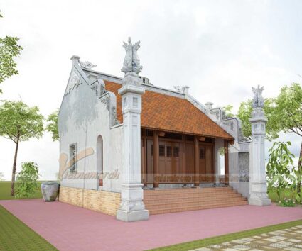 Thiết kế nhà thờ họ 3 gian của gia đình bác Tứ ở Ninh Bình