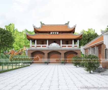 Mẫu nhà thờ họ, từ đường 2 tầng 8 mái đẹp và khang trang
