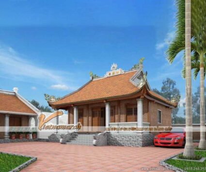 Mẫu nhà thờ họ 3 gian 4 mái cổ kính tại Trạch Xá - Hải Dương
