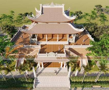 Bản vẽ thiết kế nhà thờ họ 8 mái bê tông sơn giả gỗ