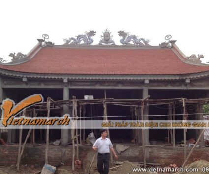 Thi công nhà thờ họ 4 mái cong cho nhà anh Trọng ở Ninh Bình
