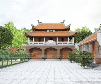 Thiết kế mẫu nhà từ đường 5 gian to đẹp chuẩn thước lỗ ban