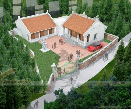 Dự án thiết kế mới nhất : nhà thờ họ 3 gian 2 mái nối liền nhà ngang Hải Dương