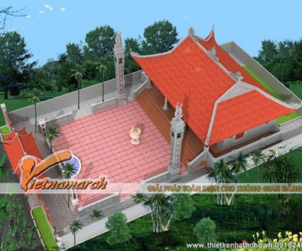 Thiết kế nhà thờ họ 4 mái cong ở Bắc Ninh