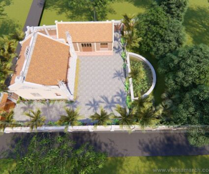 Thiết kế nhà thờ chú Châu-Sơn La đẹp bất diệt với 3 gian 2 mái kết hợp nhà ngang, thi công 1 tỉ 2