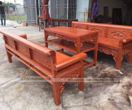 Mẫu trường kỷ đẹp gỗ hương đá chạm tứ quý