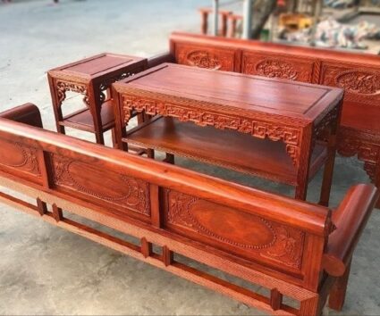 Trường kỷ gỗ lim Nam Phi vai lật chạm tứ quý