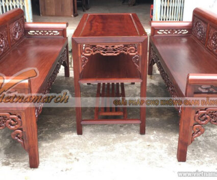 Mẫu trường kỷ sen cò, đục vẩy nến được làm từ chất liệu gỗ gụ