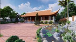 Mẫu nhà thờ họ 5 gian 4 mái với lầu vọng nguyệt tại Hà Nam