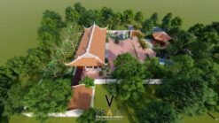 Mẫu nhà thờ họ 5 gian 4 mái với lầu vọng nguyệt tại Hà Nam