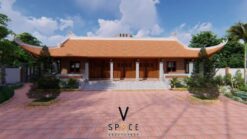 Mẫu nhà thờ họ 5 gian 4 mái với lầu vọng nguyệt tại Hà Nam