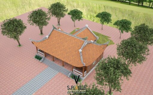 Mẫu nhà thờ họ 5 gian 4 mái có hậu cung siêu đẹp tại Quảng Bình