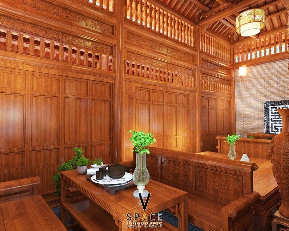 Mẫu thiết kế nhà thờ họ 2 tầng 8 mái kết hợp nhà ở tại Hải Phòng