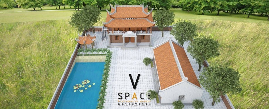 Mẫu thiết kế nhà thờ họ 2 tầng 8 mái kết hợp nhà ở tại Hải Phòng