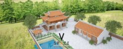 Mẫu thiết kế nhà thờ họ 2 tầng 8 mái kết hợp nhà ở tại Hải Phòng