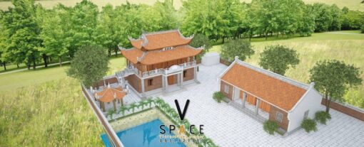 Mẫu thiết kế nhà thờ họ 2 tầng 8 mái kết hợp nhà ở tại Hải Phòng