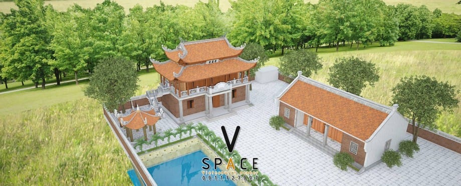 Mẫu thiết kế nhà thờ họ 2 tầng 8 mái kết hợp nhà ở tại Hải Phòng
