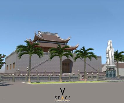Phối cảnh nhà thờ họ 8 mái 2 tầng tại Quảng Ninh