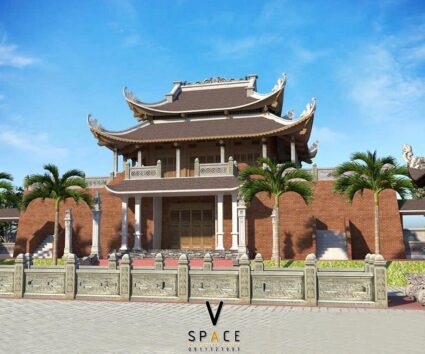 Phương án thiết kế nhà thờ họ 3 gian 8 mái 2 tầng tại Hải Dương