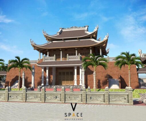 Phương án thiết kế nhà thờ họ 3 gian 8 mái 2 tầng tại Hải Dương