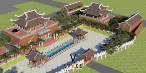 Phương án thiết kế nhà thờ họ 3 gian 8 mái 2 tầng tại Hải Dương