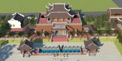 Phương án thiết kế nhà thờ họ 3 gian 8 mái 2 tầng tại Hải Dương
