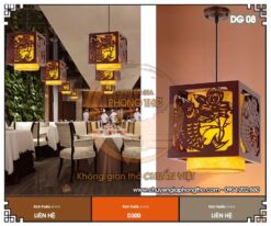 Đèn gỗ thả trần họa tiết con cá DG08 - điểm nhấn phong thủy cho phòng thờ