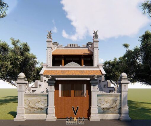 Bản vẽ thiết kế nhà thờ họ 2 tầng tại Ninh Bình