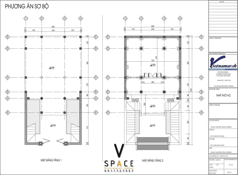 Bản vẽ thiết kế nhà thờ họ 2 tầng tại Ninh Bình Bản vẽ mặt bằng thiết kế nhà thờ họ 2 tầng tại Ninh Bình