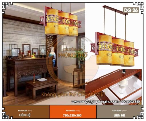 Mẫu đèn thả trần phòng thờ DG26 - Vẻ đẹp mang đậm nét truyền thống